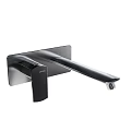 Modern Black Bathroom Faucet with Sleek Long Spout and Flat Base Design for Contemporary Bathrooms
