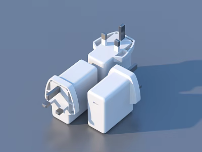White Universal Travel Power Adapters With Multiple Plug Designs For Home 3d model