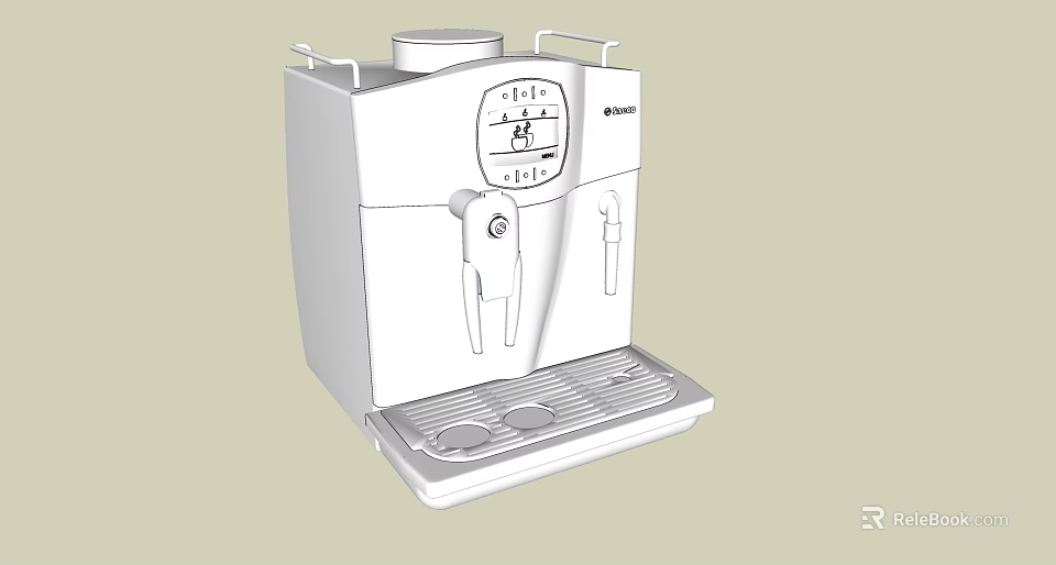White Automatic Home Coffee Machine With Control Panel Dual Spouts And Drip Tray 3d model 