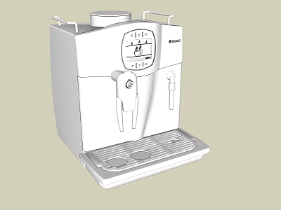 White Automatic Home Coffee Machine With Control Panel Dual Spouts And Drip Tray 3d model