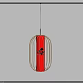 Elegant Red Hanging Lantern Shaped Daily Necessity With Golden Wire Frame Design