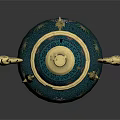 Traditional Turquoise Ornament Decoration Set With Golden Dragon Ears Patterned Lid And Three Legged Base