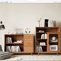 Nordic Bookcase Storage Cabinet Storage Cabinet Low Cabinet Log Bookcase 3d model