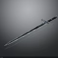 Decorative Sword With Blue Crystal Blade And Black Handle Design 3d model