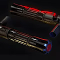 Futuristic Sci Fi Weapon With Red And Blue Glowing Elements And Metallic Structure