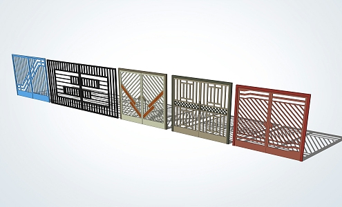 Modern gate wrought iron fence 3d model