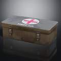 Vintage Metal First Aid Kit As Medical Device With Red Cross Symbol First Aid Label