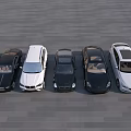 Different Colored Cars Parked In A Row On Gray Pavement With Various Models