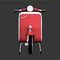 Pink Retro Scooter With White Seat And Black Wheels On Dark Background