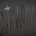 Ancient Polearm Weapons Collection With Spears Axes Halberds And Long Metal Blades