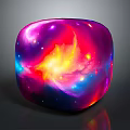 Vibrant Cosmic Landscape Cube Displaying Glowing Nebula Hues Of Pink Blue Yellow