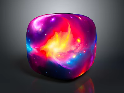 Vibrant Cosmic Landscape Cube Displaying Glowing Nebula Hues Of Pink Blue Yellow 3d model