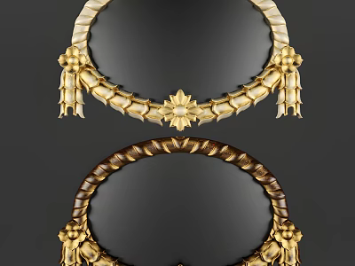 Elegant Decorative Mirrors With Gold And Brown Ornate Frames And Carvings 3d model