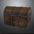 Vintage Wooden Trunk With Metal Straps Rivets Classic Design And Polished Surface