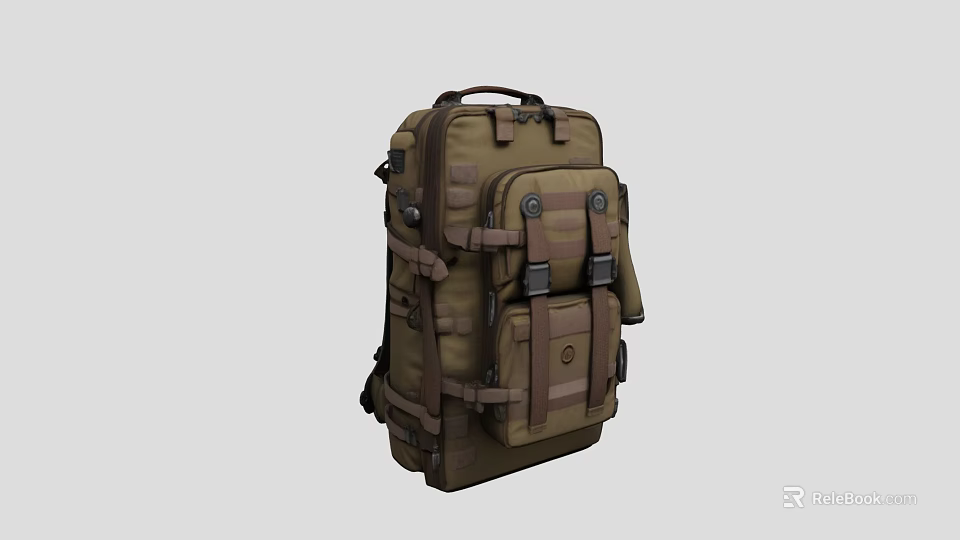 Sturdy Dark Green Pet Backpack With Multiple Straps And Pockets For Travel Use 3d model 