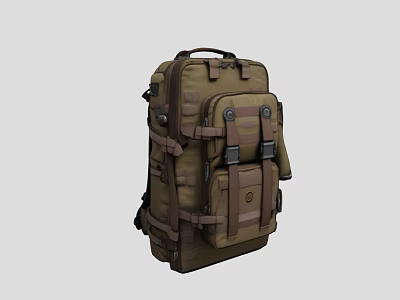 Sturdy Dark Green Pet Backpack With Multiple Straps And Pockets For Travel Use 3d model