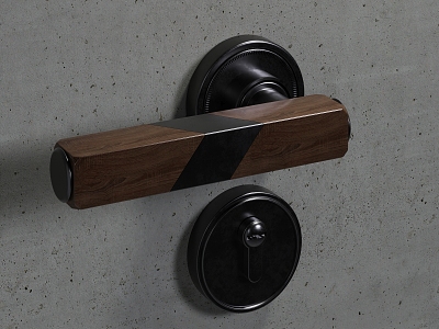 Retro door handle lock hardware pendant door lock 3d model