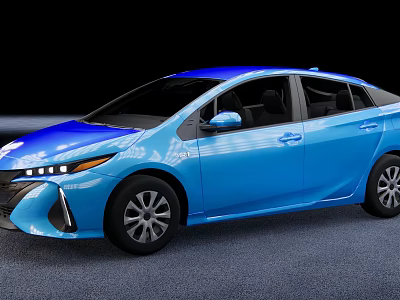 Blue Modern Sedan Car With Sleek Aerodynamic Body And LED Headlights 3d model