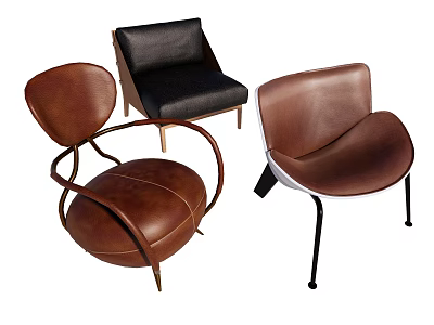 Stylish Leather Accent Chairs With Modern Designs And Metal Legs For Home Decor 3d model