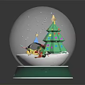 Festive Decorative Ornament Set With Snow Globe Christmas Tree Penguin Gift Boxes And Green Base