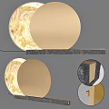 Elegant Modern Gold Circular Wall Lamp With Marble Base And Soft Lighting 3d model