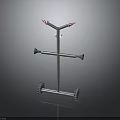 Portable Metal Stand With Wheels Three Horizontal Bars And Top Hooks