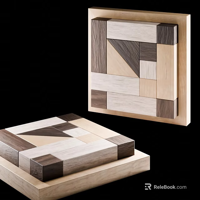 Wooden Board Game Puzzle With Interlocking Blocks Various Colors And Shapes For Entertainment 3d model 