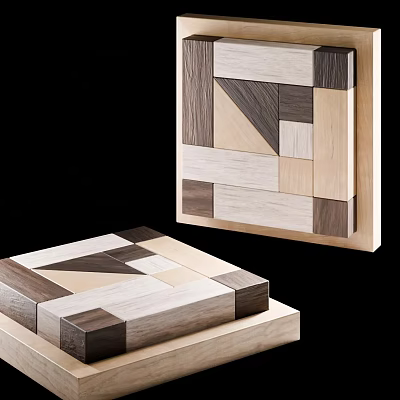 Wooden Board Game Puzzle With Interlocking Blocks Various Colors And Shapes For Entertainment 3d model