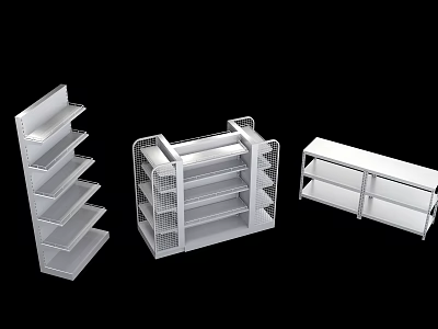 Various Styles Metal Display Shelves With Multi Tier Design For Retail Showcase 3d model