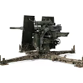 Military Camouflage Heavy Weapon Artillery With Support Structure And Design Details