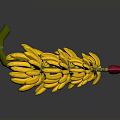 Fresh Yellow Bananas With Red Stem On Dark Background Ripe And Reflected
