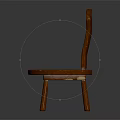 Rustic Wooden Chair With Curved Backrest Round Seat Natural Solid Wood Design