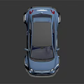 Blue Compact Car with Rear Spoiler Large Wheels White Circular Decal and Shiny Exterior Design