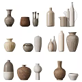 Decorative Ceramic Vessels With Various Shapes And Neutral Tones For Home Decor