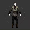 Adventurous Human Character in Beige Tunic with Brown Belt Dark Pants and Brown Boots