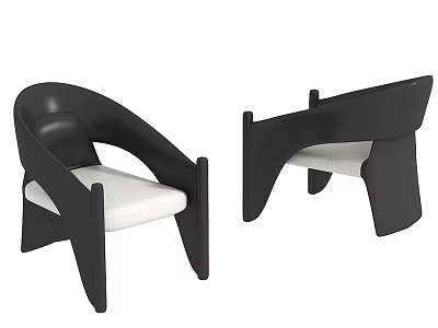 Modern Minimalist Leisure Chair With Black Frame And White Cushion Sleek Design 3d model