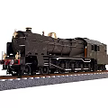 Black Vintage Steam Train Model on Railway Track with Detailed Design