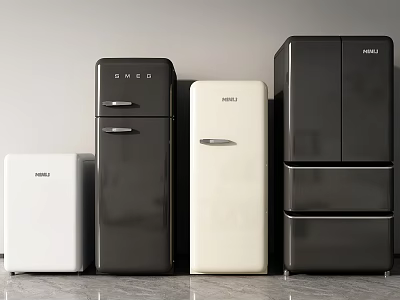 Haier Refrigerators And Freezers In White Black Cream With Vintage Modern Style 3d model