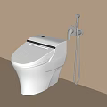 Modern White Smart Toilet With Wall Mounted Bidet Sprayer And Clean Design