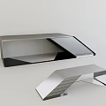 Modern Bar Counter With Sleek Stainless Steel Surface And Geometric Design