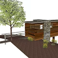 Modern Road Infrastructure On Slope With Wooden Stone Elements And Green Surroundings