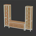 Modern Wooden Storage Shelf Unit With Tall Side Shelves And Middle Drawer Cabinet