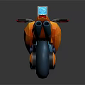 Stylish Orange And Blue Motorcycle With Modern Design Large Wheels And Reflective Surface