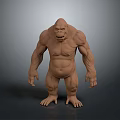 Realistic Muscular Ape 3D Model in Standing Posture with Gray Background 3d model
