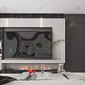 Modern Living and Dining Room Interior Design With TV Wall Fireplace And Decorative Art