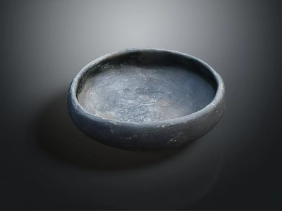 Handcrafted Black Clay Bowl Rustic Vintage Daily Use Home Tableware Essential 3d model