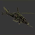 Military Helicopter 3D Model With Green Exterior Main Rotor And Tail Rotor Design