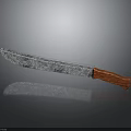 Handcrafted Weapon With Silver Gray Textured Metal Blade And Wooden Handle