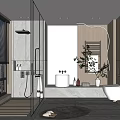 Modern Bathroom Interior Design With Glass Shower Wooden Walls Large Mirror And Freestanding Bathtub