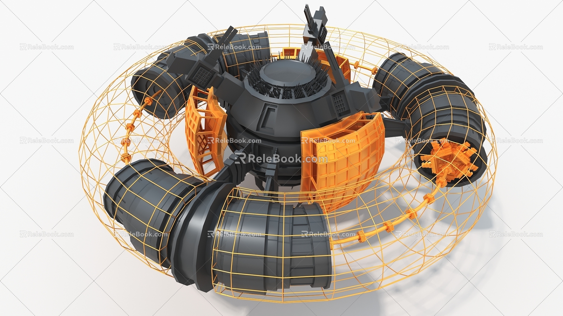 Energy gathering ring future mechanical energy cypunk cylinder hard surface high-tech industrial parts 3d model